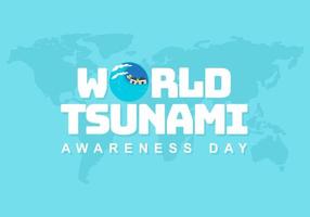Welt-Tsunami-Bewusstseinstag Hintergrund mit Karte und Welle. vektor