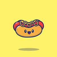 niedliche hotdog-cartoon-vektor-symbol-illustration. Lebensmittel-Icon-Konzept isolierter Premium-Vektor. flacher Cartoon-Stil vektor