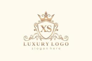 Royal Luxury Logo-Vorlage mit anfänglichem xs-Buchstaben in Vektorgrafiken für Restaurant, Lizenzgebühren, Boutique, Café, Hotel, Heraldik, Schmuck, Mode und andere Vektorillustrationen. vektor