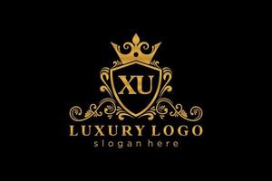 första xu brev kunglig lyx logotyp mall i vektor konst för restaurang, kungligheter, boutique, Kafé, hotell, heraldisk, Smycken, mode och Övrig vektor illustration.