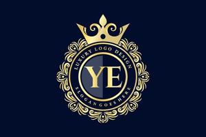 eder första brev guld calligraphic feminin blommig hand dragen heraldisk monogram antik årgång stil lyx logotyp design premie vektor