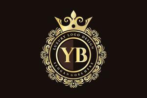 yb första brev guld calligraphic feminin blommig hand dragen heraldisk monogram antik årgång stil lyx logotyp design premie vektor