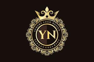 yn anfangsbuchstabe gold kalligrafisch feminin floral handgezeichnet heraldisch monogramm antik vintage stil luxus logo design premium vektor