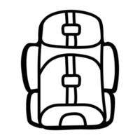 ein bearbeitbares Doodle-Icon der Wandertasche vektor