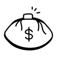 eine einzigartige Doodle-Ikone der Geldtasche vektor