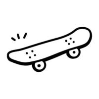 erstklassige handgezeichnete Ikone des Skateboards vektor