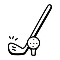 moderne handgefertigte Doodle-Ikone des Golfsports vektor