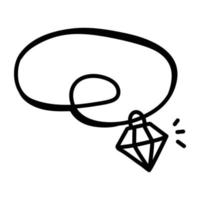 ett öga gripande klotter ikon av diamant halsband vektor