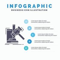 auktion. klubba. hammare. dom. lag infographics mall för hemsida och presentation. glyf grå ikon med blå infographic stil vektor illustration.