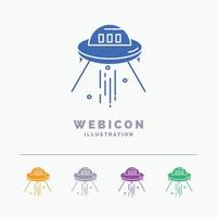 Raumschiff. Platz. Schiff. Rakete. außerirdische 5-farbige Glyphen-Web-Icon-Vorlage isoliert auf weiß. Vektor-Illustration vektor