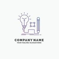 Idee. Einblick. Schlüssel. Lampe. Glühbirne lila Business-Logo-Vorlage. Platz für den Slogan vektor