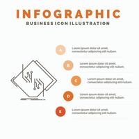 styrelse. chip. krets. nätverk. elektronisk infographics mall för hemsida och presentation. linje grå ikon med orange infographic stil vektor illustration