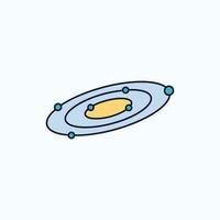 galax. astronomi. planeter. systemet. universum platt ikon. grön och gul tecken och symboler för hemsida och mobil tillämpning. vektor illustration