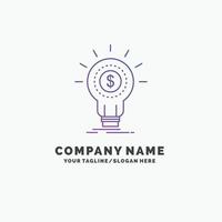 Finanzen. finanziell. Idee. Geld. Start lila Business-Logo-Vorlage. Platz für den Slogan vektor