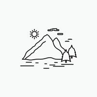 Natur. hügel. Landschaft. Berg. Symbol für die Sonnenlinie. vektor isolierte illustration