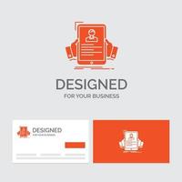 Business-Logo-Vorlage für den Lebenslauf. Angestellter. einstellen. Std. Profil. orange visitenkarten mit markenlogo-vorlage. vektor