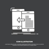 data. överföra. mobil. förvaltning. flytta ikon. glyf vektor symbol för ui och ux. hemsida eller mobil Ansökan
