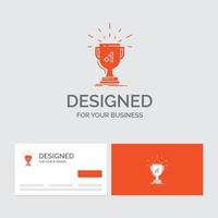 Business-Logo-Vorlage für die Auszeichnung. Trophäe. gewinnen. Preis. Erste. orange visitenkarten mit markenlogo-vorlage. vektor
