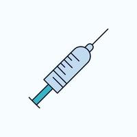 spruta. injektion. vaccin. nål. skott platt ikon. grön och gul tecken och symboler för hemsida och mobil tillämpning. vektor illustration
