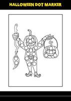 Halloween-Punktmarkierungs-Malseite für Kinder. Strichzeichnungen zum Ausmalen von Seitendesign für Kinder. vektor