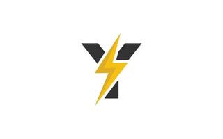 y-Logo-Energievektor für Identitätsunternehmen. Anfangsbuchstabe Thunder Template Vector Illustration für Ihre Marke.