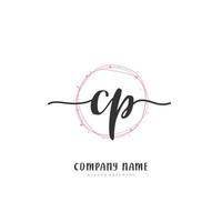 cp Anfangshandschrift und Signatur-Logo-Design mit Kreis. schönes design handgeschriebenes logo für mode, team, hochzeit, luxuslogo. vektor