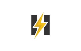 h-Logo-Energievektor für Identitätsunternehmen. Anfangsbuchstabe Thunder Template Vector Illustration für Ihre Marke.