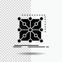 Daten. Rahmen. App. Cluster. komplexes Glyphen-Symbol auf transparentem Hintergrund. schwarzes Symbol vektor