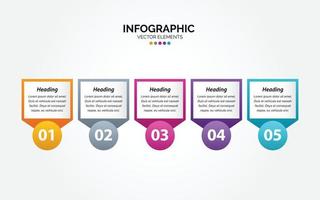 horizontale Infografik-Designvorlage. kreatives konzept mit 5 schritten. kann für das Workflow-Layout verwendet werden. Diagramm. Banner. Web-Design. Vektor-Illustration vektor