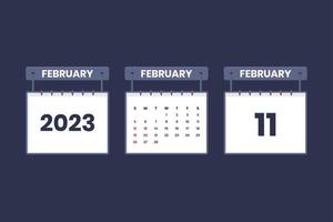 11 februari 2023 kalender ikon för schema, utnämning, Viktig datum begrepp vektor