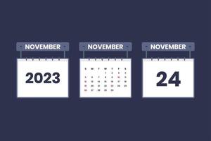 24 november 2023 kalender ikon för schema, utnämning, Viktig datum begrepp vektor