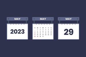 29. Mai 2023 Kalendersymbol für Zeitplan, Termin, wichtiges Datumskonzept vektor