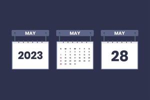 28 Maj 2023 kalender ikon för schema, utnämning, Viktig datum begrepp vektor