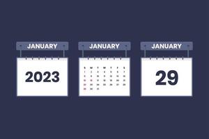 29 januari 2023 kalender ikon för schema, utnämning, Viktig datum begrepp vektor