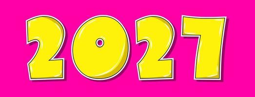 pop- konst stil gul 2027 år på rosa bakgrund vektor