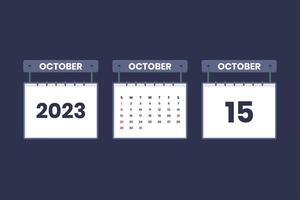 15 oktober 2023 kalender ikon för schema, utnämning, Viktig datum begrepp vektor
