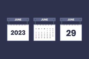 29 juni 2023 kalender ikon för schema, utnämning, Viktig datum begrepp vektor