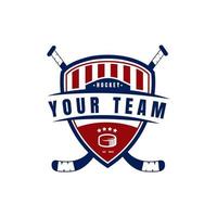 Logo des Eishockeyclubs, Abzeichendesign. konzept für hemd oder logo, druck, stempel oder t-stück. Wintersport. Vektor-Illustration. Hockey-Meisterschaft. vektor