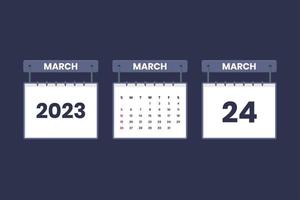 24. März 2023 Kalendersymbol für Zeitplan, Termin, wichtiges Datumskonzept vektor