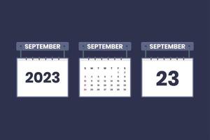 23 september 2023 kalender ikon för schema, utnämning, Viktig datum begrepp vektor