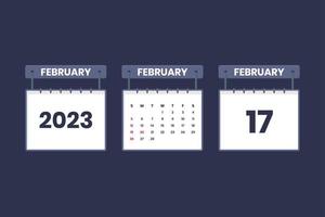 17 februari 2023 kalender ikon för schema, utnämning, Viktig datum begrepp vektor