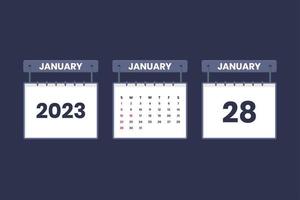 28. Januar 2023 Kalendersymbol für Zeitplan, Termin, wichtiges Datumskonzept vektor