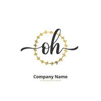 oh anfängliche handschrift und signatur-logo-design mit kreis. schönes design handgeschriebenes logo für mode, team, hochzeit, luxuslogo. vektor