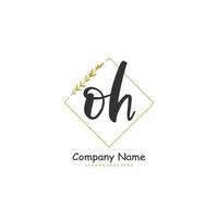 oh anfängliche handschrift und signatur-logo-design mit kreis. schönes design handgeschriebenes logo für mode, team, hochzeit, luxuslogo. vektor