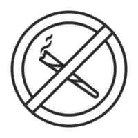 Nej rökning marijuana eller cannabis rök förbjuda tecken linje konst ikon vektor