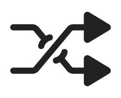 Shuffle-Wiedergabe oder zufälliges Wiedergabelisten-Flachsymbol für Apps und Websites vektor