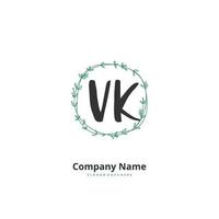 vk Anfangshandschrift und Signatur-Logo-Design mit Kreis. schönes design handgeschriebenes logo für mode, team, hochzeit, luxuslogo. vektor