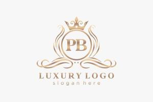 Royal Luxury Logo-Vorlage mit anfänglichem PB-Buchstaben in Vektorgrafiken für Restaurant, Lizenzgebühren, Boutique, Café, Hotel, Heraldik, Schmuck, Mode und andere Vektorillustrationen. vektor