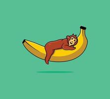 affe, der auf bananen-cartoon-vektor-symbol-illustration genießt. Konzeptdesign für Tiernaturikonen. vektor
