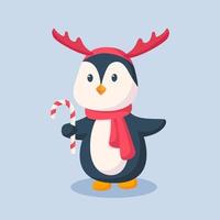 pingvin med rådjur hjorthorn pannband karaktär design illustration vektor